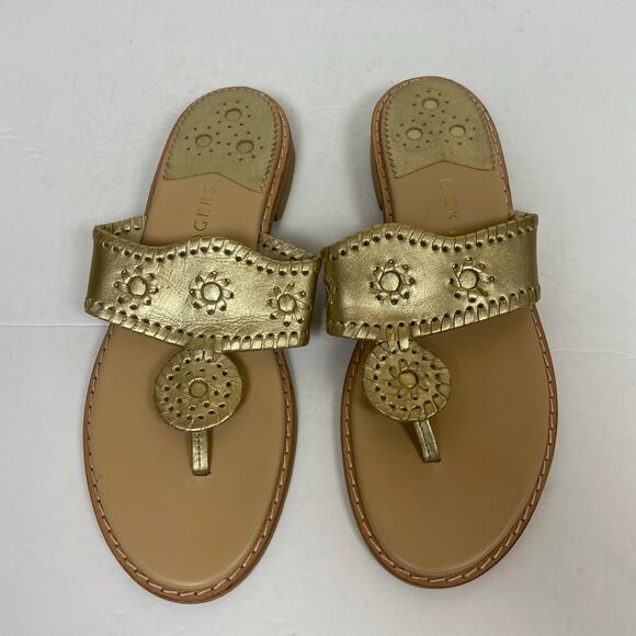 Jack Rogers Leather Thong Gold Metallic Sandals Shoes Size 8.5 - Picture 8 of 11